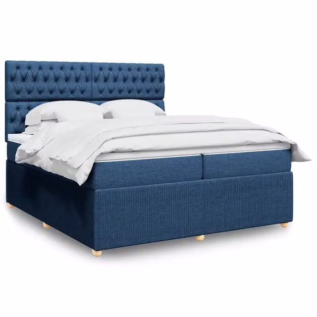Letto Ibrido vidaXL con Giroletto a Molle e Materasso Blu e Bianco L/P: 200 x 200 cm