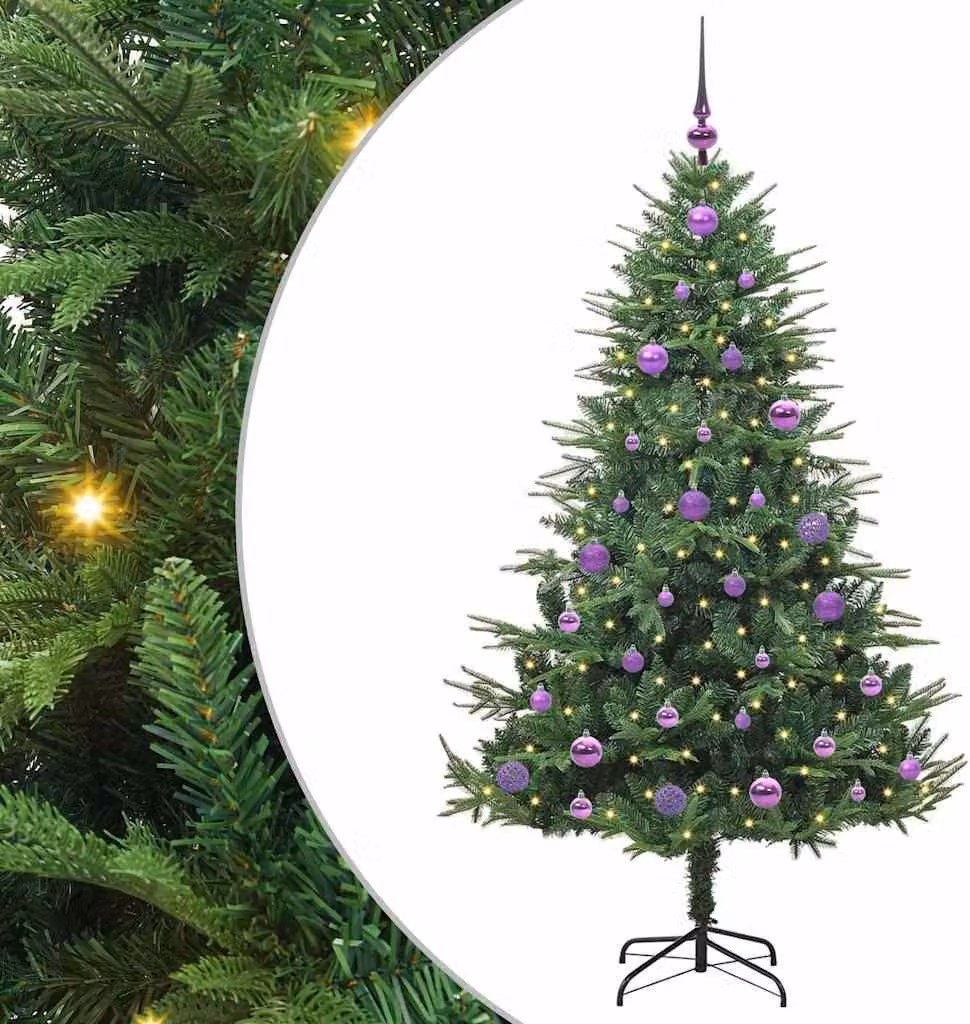 Albero di Natale artificiale preilluminato con pallina verde