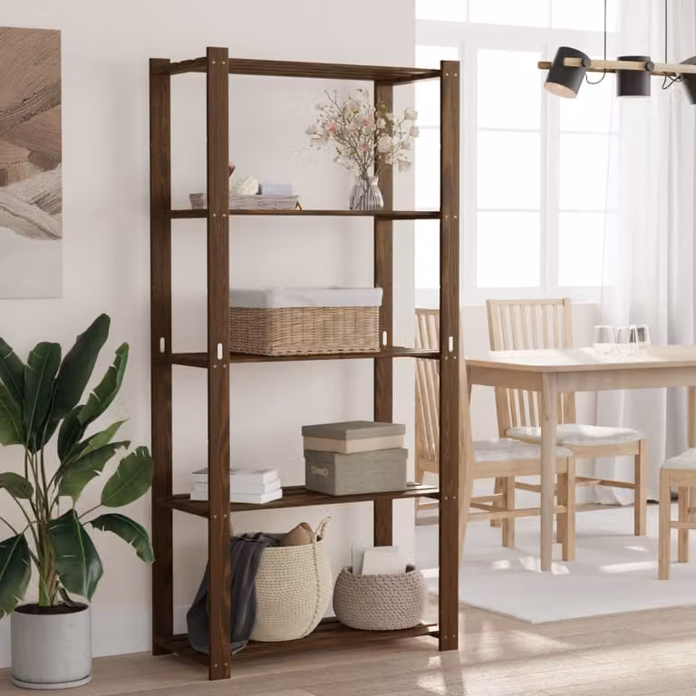 Scaffale a 5 Livelli vidaXL in Legno di Pino Marrone L: 80 cm, P: 38 cm, H: 170 cm