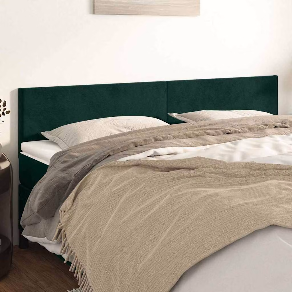 Testiera per letto vidaXL in velluto verde scuro con struttura in legno, L: 180 cm, P: 5 cm, H: 78-88 cm