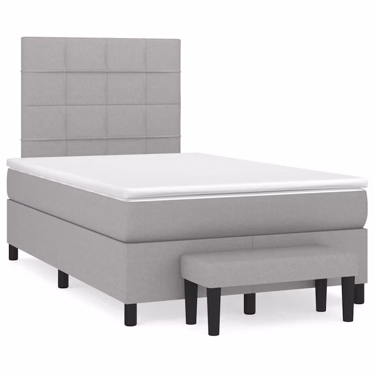vidaXL Giroletto a Molle Ibrido con Materasso in Tessuto Grigio e Bianco L/P/H: 120 x 200 x 5 cm