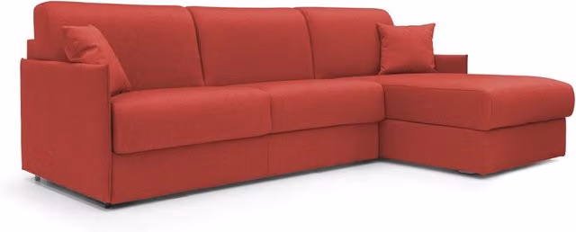 Evans Divano letto angolare con penisola destra in tessuto impermeabile rosso L 272 cm, Materasso 160 x 200 cm