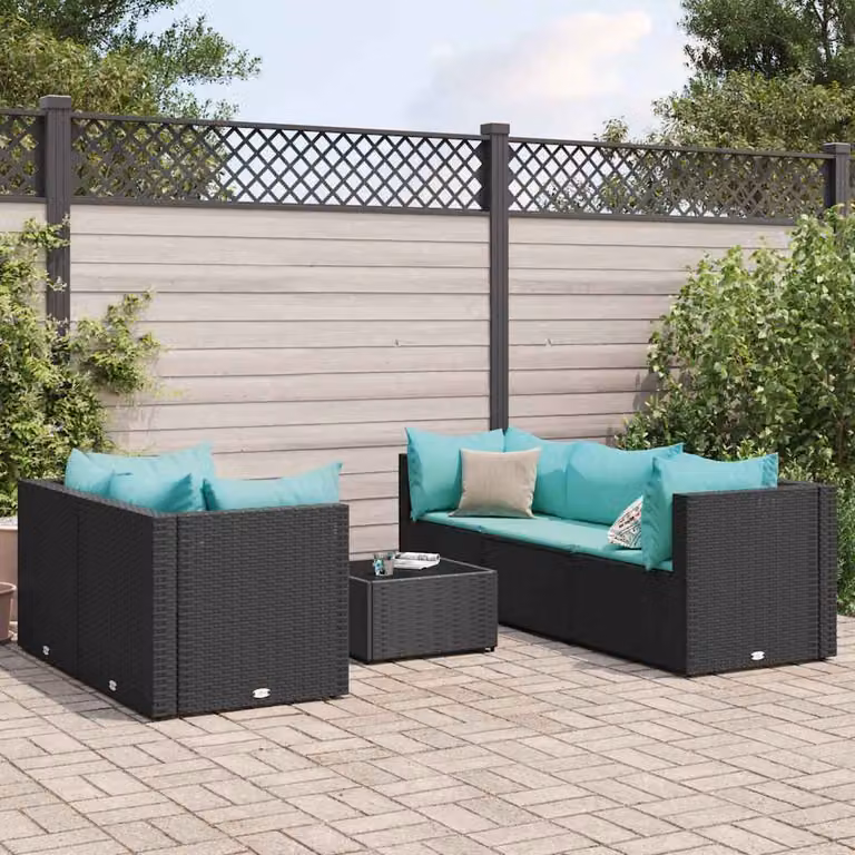 vidaXL Set Mobili da Giardino 6 pz Moderno con Cuscini Blu e Struttura in Metallo Nero
