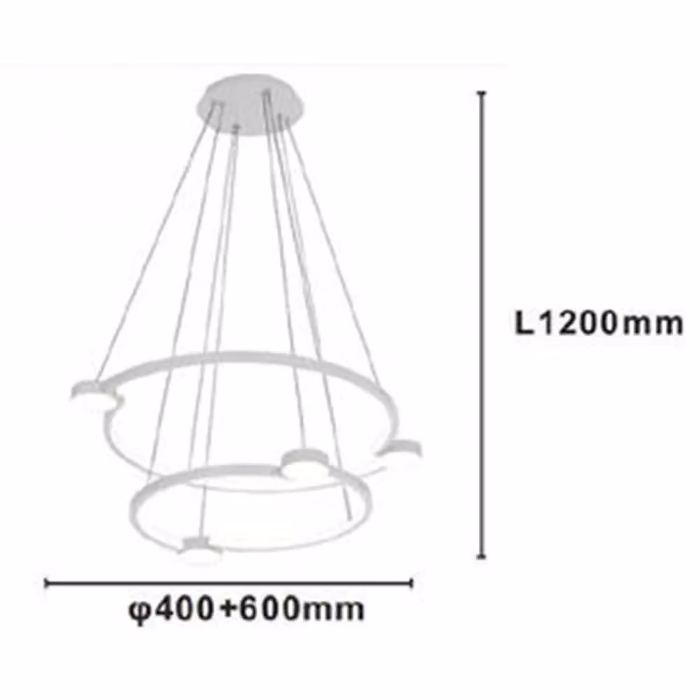 Lampadario a sospensione LED Trade Shop con 2 cerchi design moderno bianco 60W con telecomando e timer – 2
