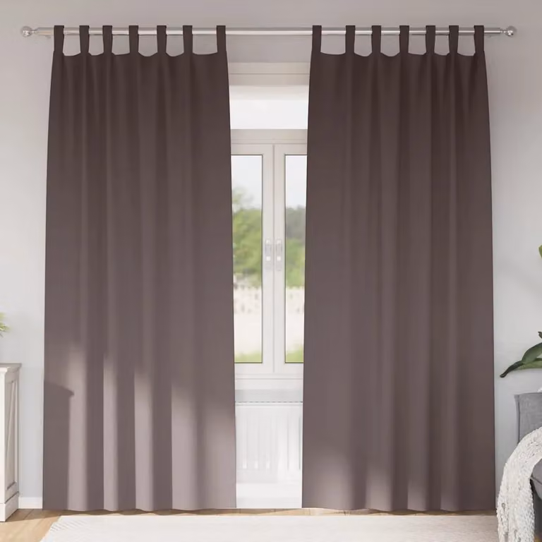 Set di 2 tende blackout vidaXL con anelli in poliestere, colore marrone scuro, H 245 cm x L 140 cm