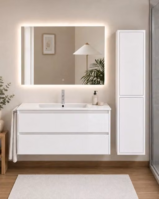 Mobile bagno con lavabo ORIGENBATH IBIZA senza specchio 120x45 cm 1 vasca bianco con colonna