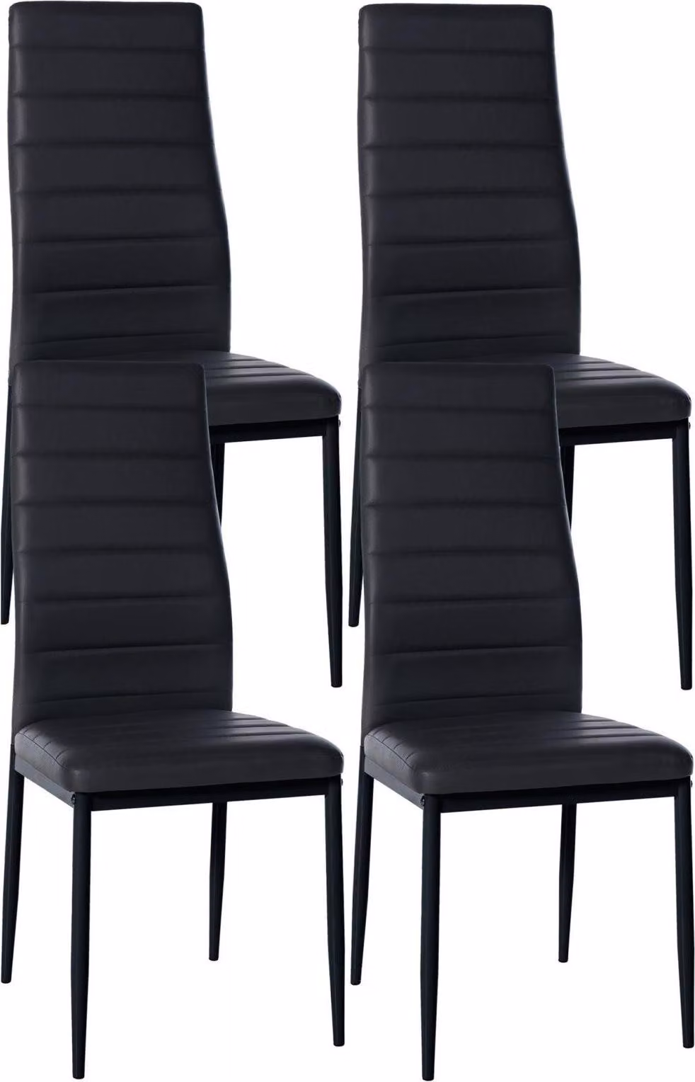 set di 4 sedie da pranzo - set per sala da pranzo - comodo schienale alto, design moderno | colore: nero | materiale: Pelle finta