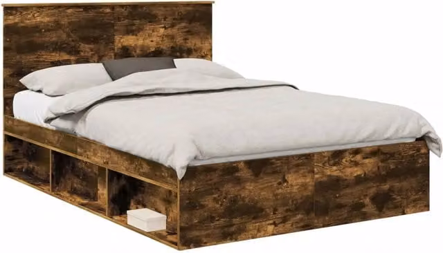 Letto matrimoniale | Letto per adulti | Struttura del letto Rovere fum¨¦ 140 x 200 cm Pino massello