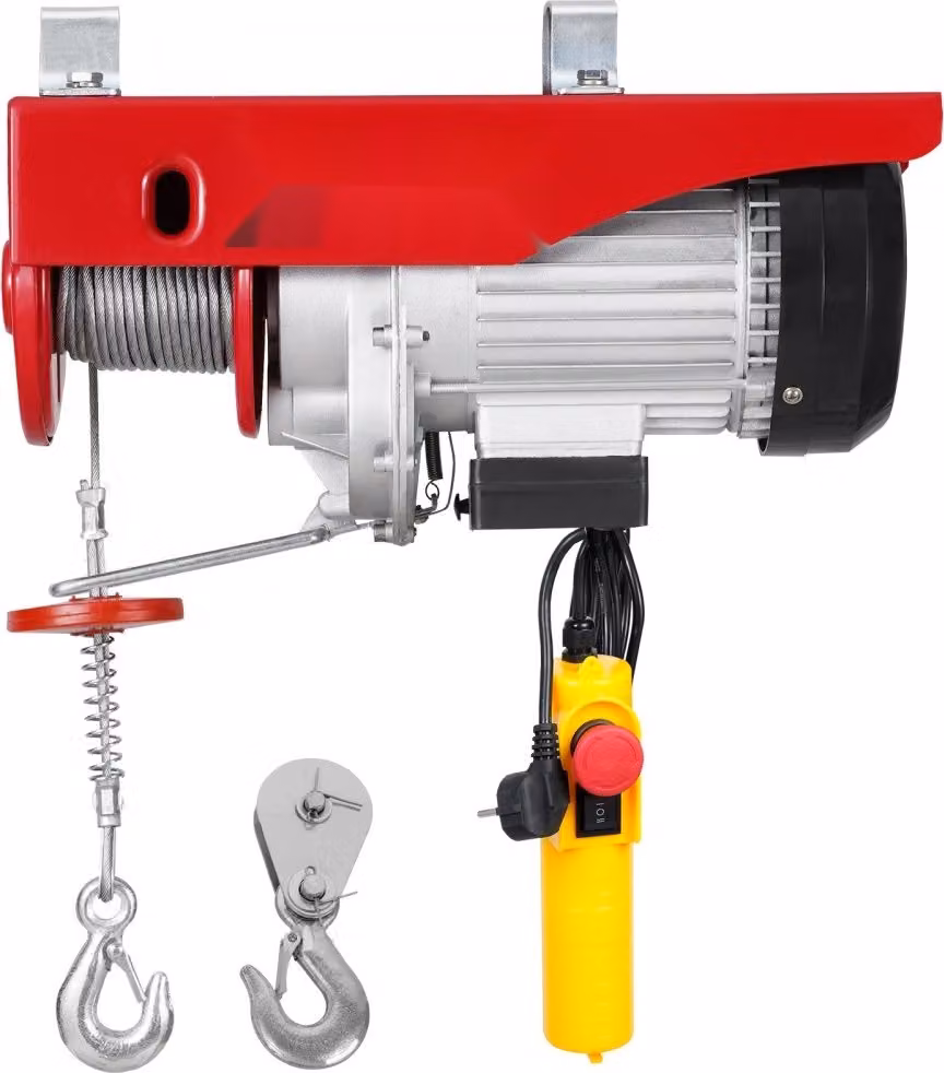 Argano elettrico a fune Argano a fune con telecomando - portata 400 kg - altezza di sollevamento 12 m - ideale per lavori di edilizia e giardinaggio