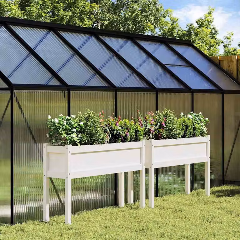 Set di 2 fioriere rialzate da giardino vidaXL in legno di pino massello con gambe bianche