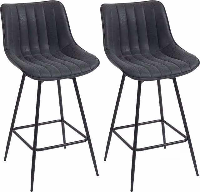 Set di 2 sgabelli da bar HOMCOM girevoli con schienale in ecopelle nera per cucina e sala da pranzo – 1