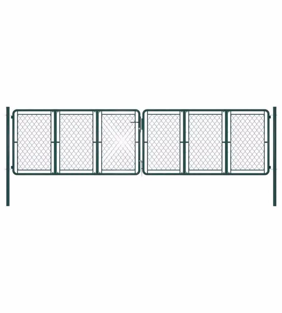 Cancello per Giardino in Acciaio 400x100cm Verde 144415