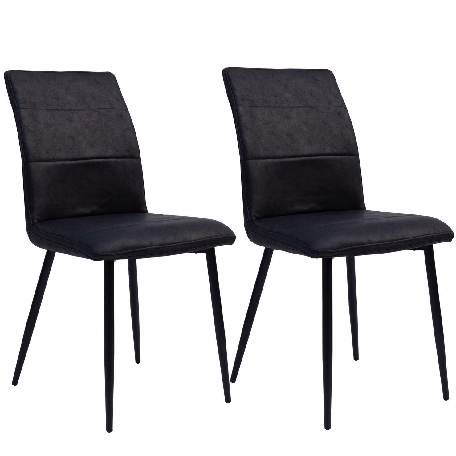 Sedie da pranzo moderne in pelle - sedie confortevoli con parte anteriore trapuntata e schienale imbottito - sedie da cucina imbottite con schienale curvo per un maggiore comfort di seduta, Colore:Nero;Quantità:2 pezzi.