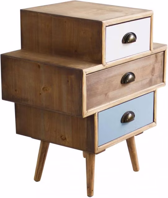 Cosma Mobiletto Victoria con 3 Cassetti in Stile Shabby Chic, Multicolore Marrone, L: 50 cm, P: 35 cm, H: 49.5 cm – 2
