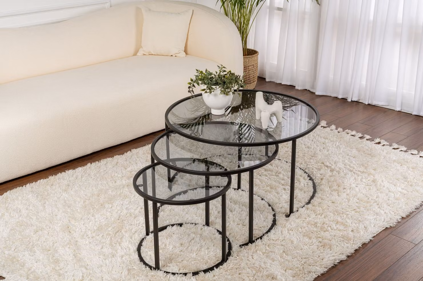 Skye Decor, Aurum - 80, 60, 42 - Nero, Grigio, Set tavolino, Nero, 100% metallo, 80 x 80 x 43 cm