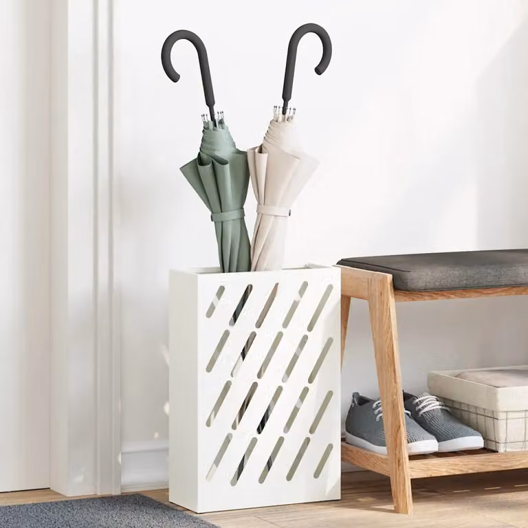 Stand per ombrelli da pioggia vidaXL in metallo bianco L: 28 cm, P: 12 cm, H: 41 cm