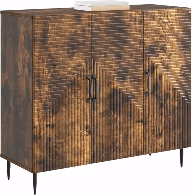 Credenza moderna in legno ingegnerizzato Rovere Fumo, L 89 x P 34,5 x H 80 cm