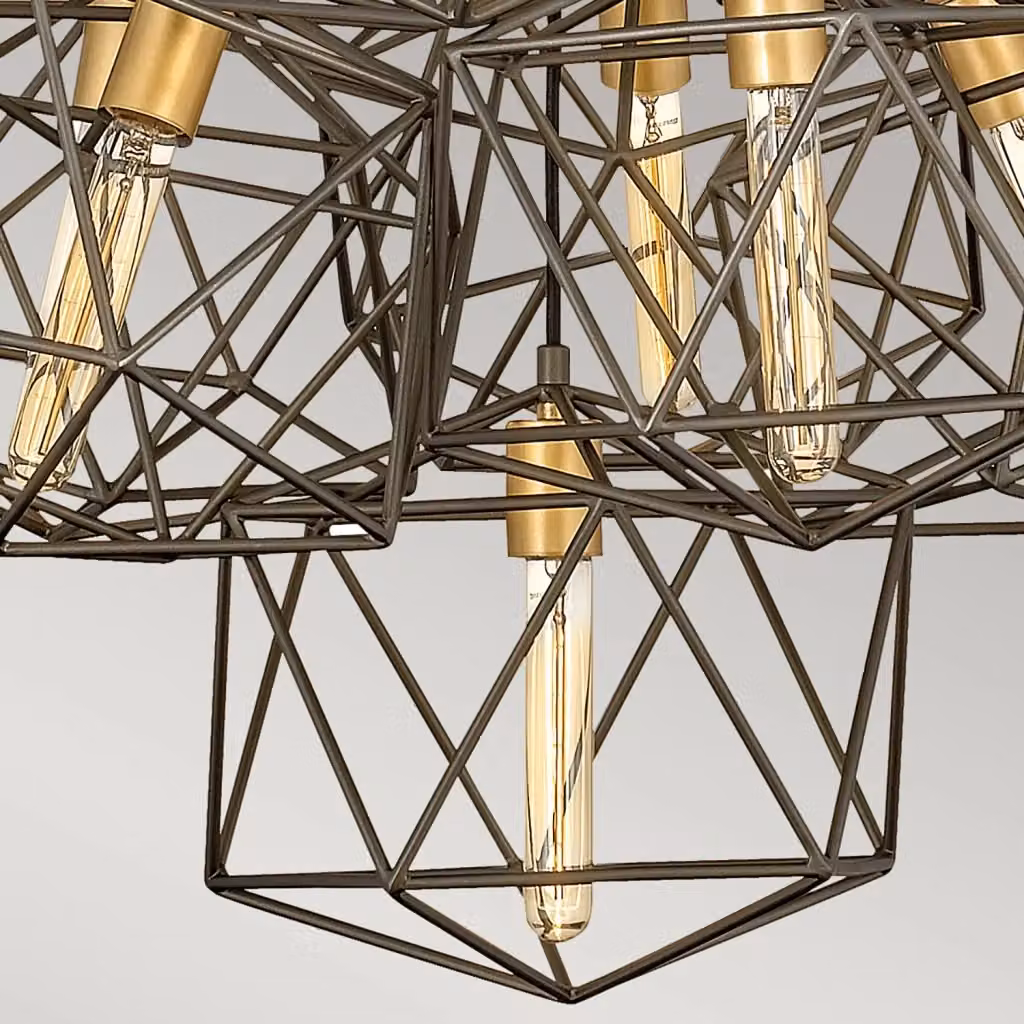 Lampadario a sospensione classico Astrid Hinkley in metallo bronzo e oro con 11 luci E27 – 2