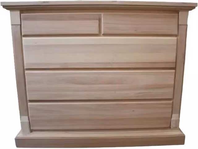 Cassettiera classica con 5 cassetti in legno grezzo Mobili 2G L: 135 cm, P: 55 cm, H: 110 cm – 3