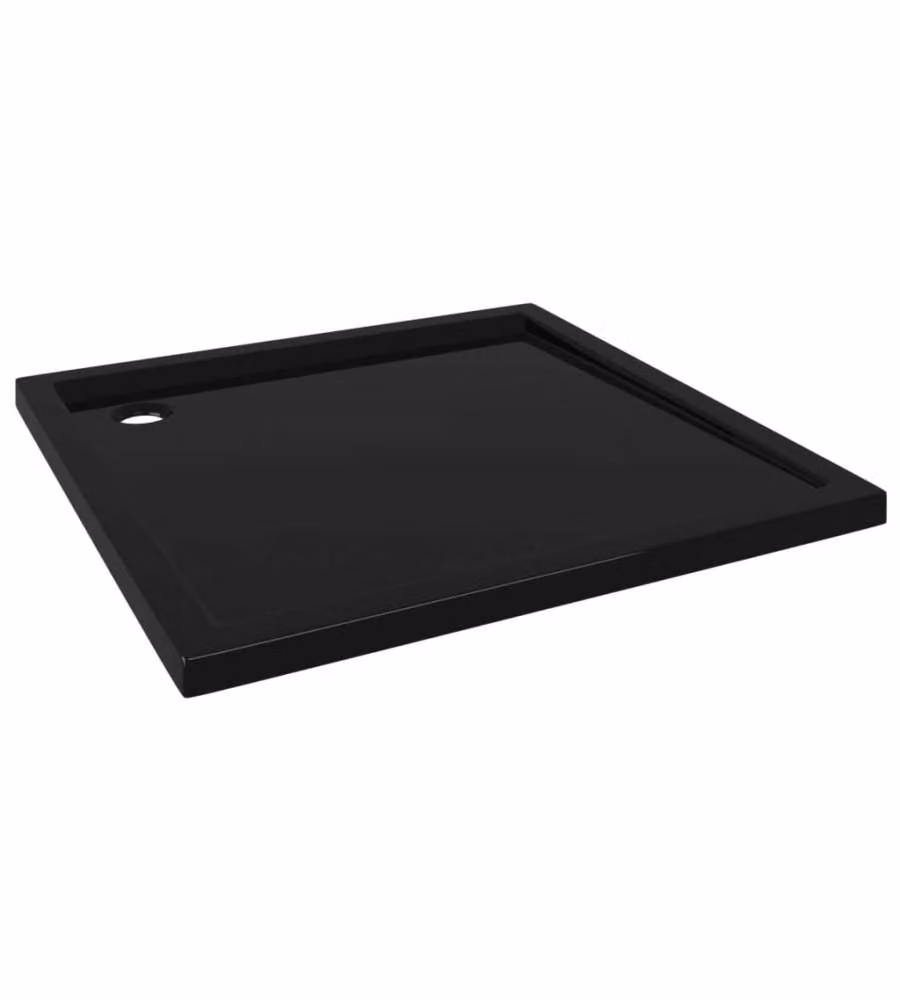 Piatto doccia quadrato vidaXL in plastica nera 90 x 90 cm – 2