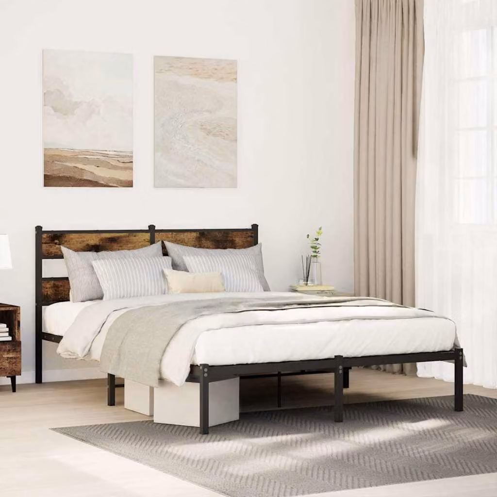 vidaXL Giroletto in Metallo Rovere Fumo L: 135 cm, P: 190 cm