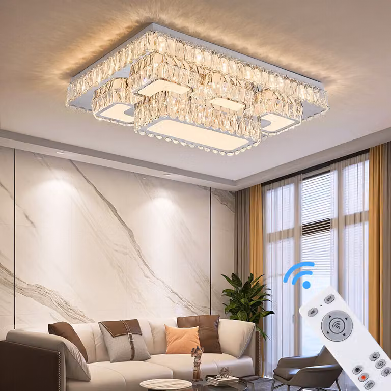 Plafoniera LED TY3019-75x50 cm luce Lampada con telecomando o app per cellulare Colore luce/luminosità regolabile dimmerabile