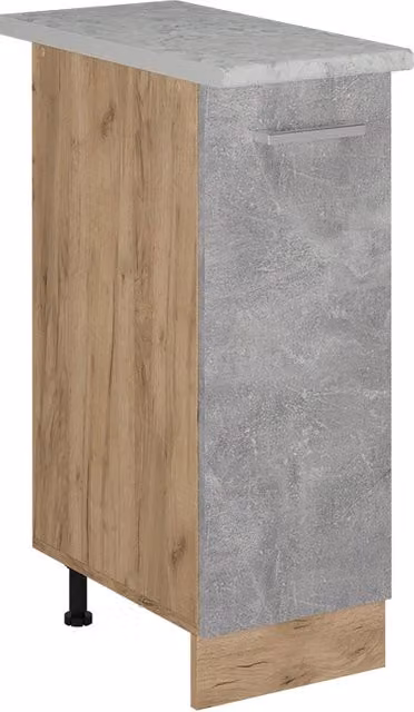 Armadio cucina dispensa alto R-Line Calcestruzzo/Rovere dorato 30 cm PL Marmo Vicco