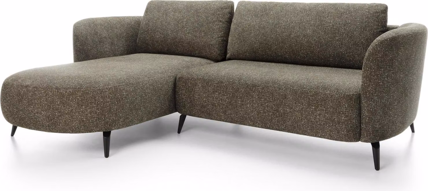 FURNLUX Divano angolare Amalfi Verde Muschio e Nero 260cm / Colore principale: Verde / Dimensioni: 260 x 86 x 180 cm