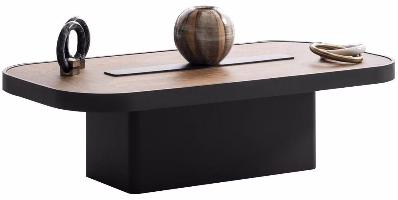 Rechteckiger Brauner Couchtisch Stilvolle Holztisch Metallrahmen