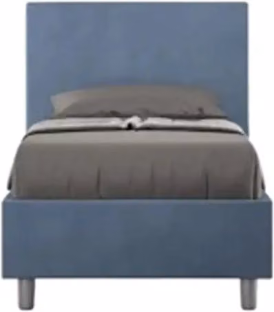 Letto singolo con rete imbottito 90x200 microfibra blu Adele
