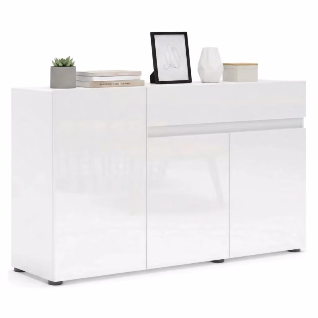 Credenza Deodata DMORA Bianco lucido L: 135 cm, P: 38 cm, H: 79 cm – 2