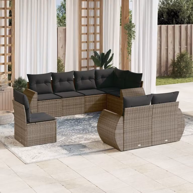 Maison Exclusive - Set Divano da Giardino 8 pz con Cuscini Grigio in Polyrattan