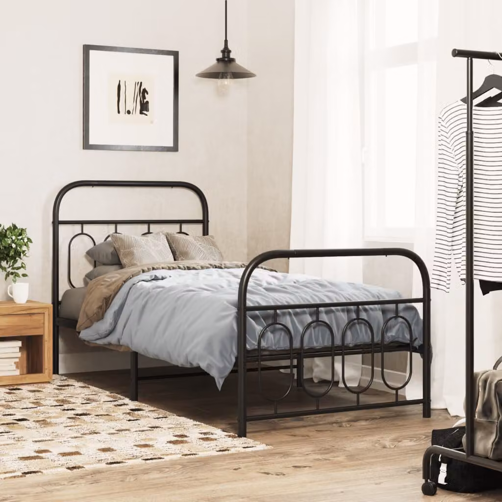 vidaXL Giroletto con Testiera e Pediera in Metallo Nero L 80 cm x P 200 cm