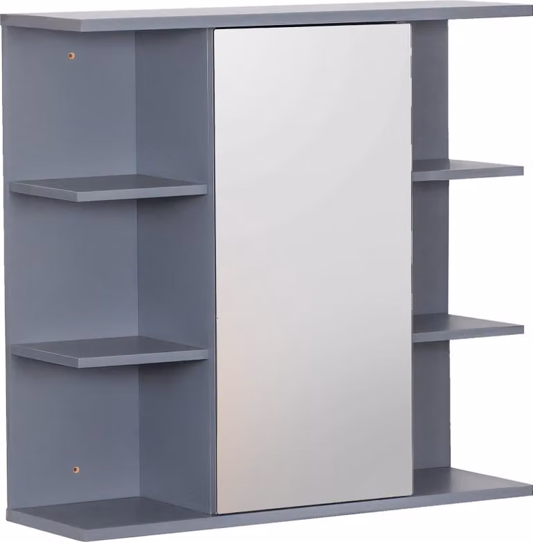 Mobiletto a specchio per bagno, da parete, 8 ripiani