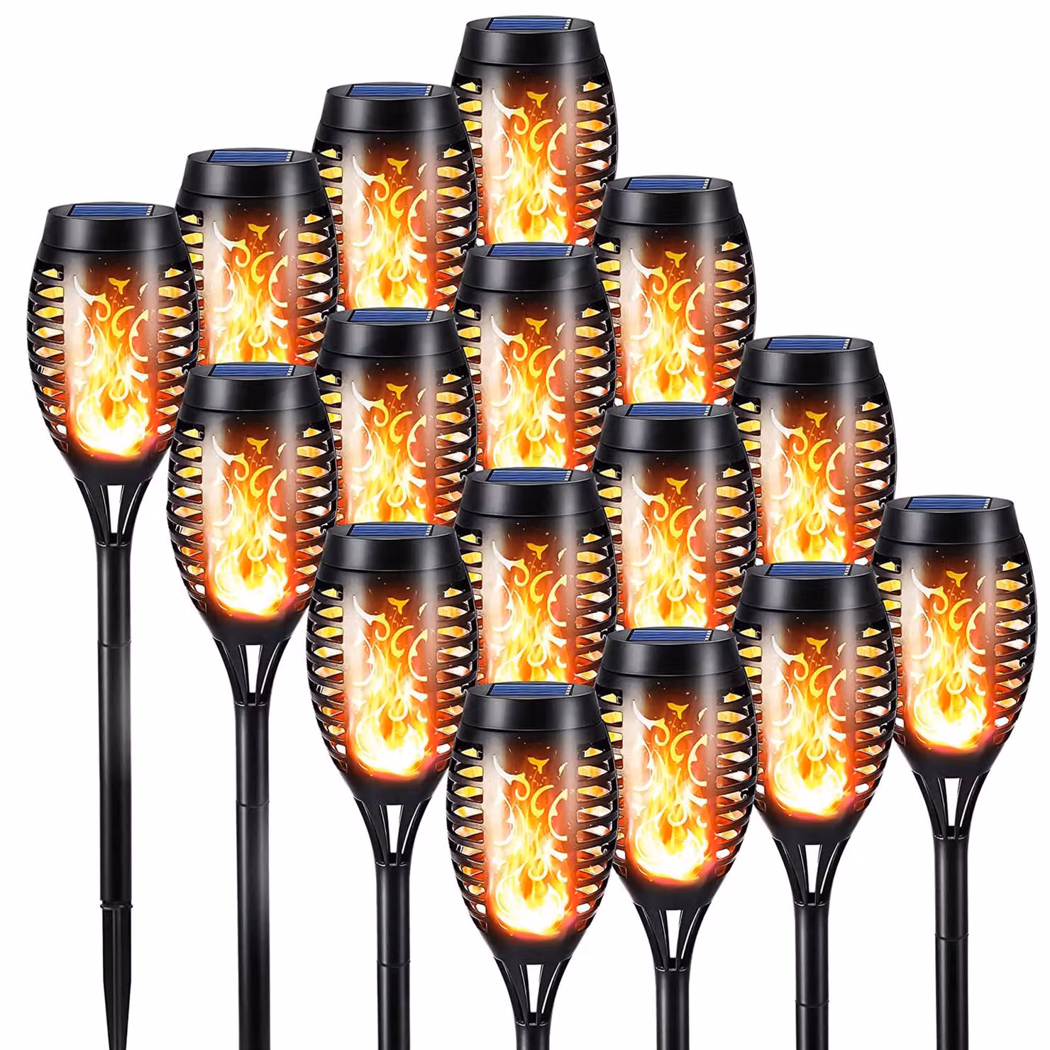 16 lanterne solari con fiamme realistiche, grado di protezione IP65, impermeabili