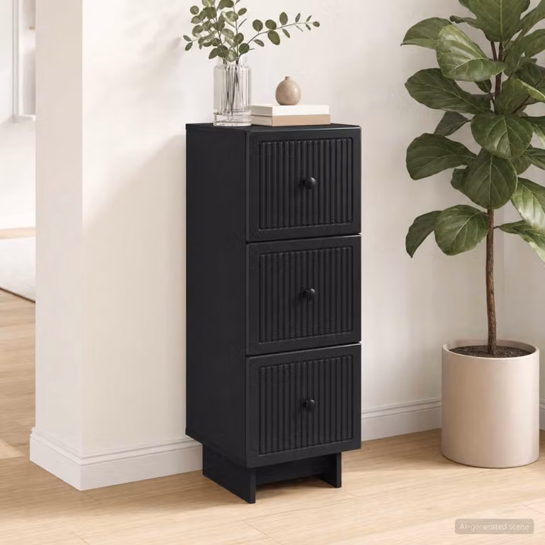 Carrello mobile con cassetti vidaXL nero in legno ingegnerizzato e metallo L/P/H: 33 x 34,5 x 90 cm