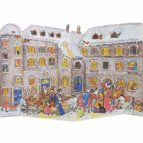 Calendario dell'Avvento "An der Burg" con effetto 3D e figurine