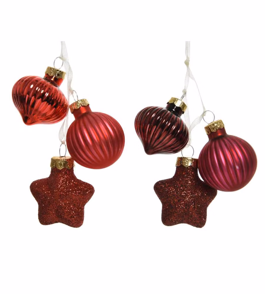 Set 3 Addobbi forme assortite colori rosso
