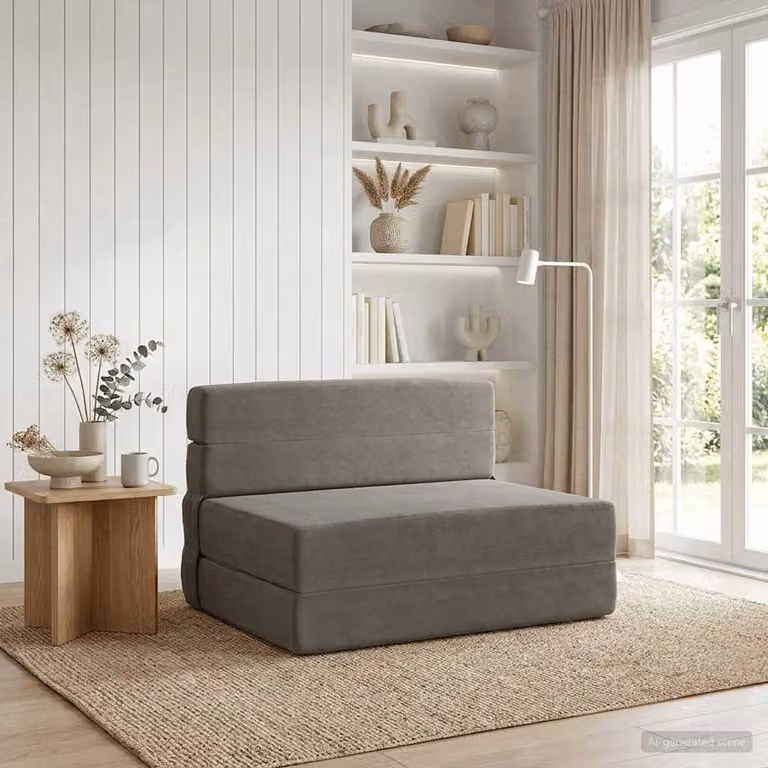 vidaXL Divano Letto Pieghevole Moderno in Tessuto Grigio L: 100 cm, P: 80 cm, H: 60 cm