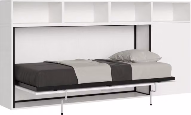 Letto Singolo a Scomparsa Kando GIORDANOSHOP Bianco Frassino con Materasso 90x190 cm