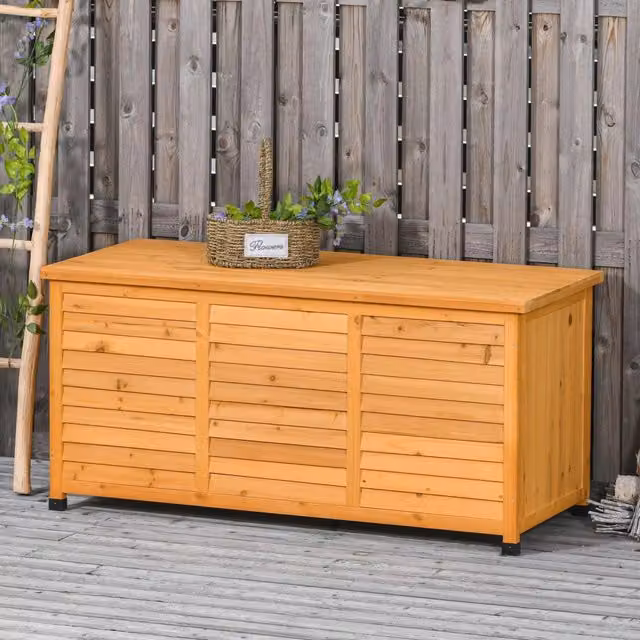 Box da giardino in legno giallo 127 x 56 x 60 cm