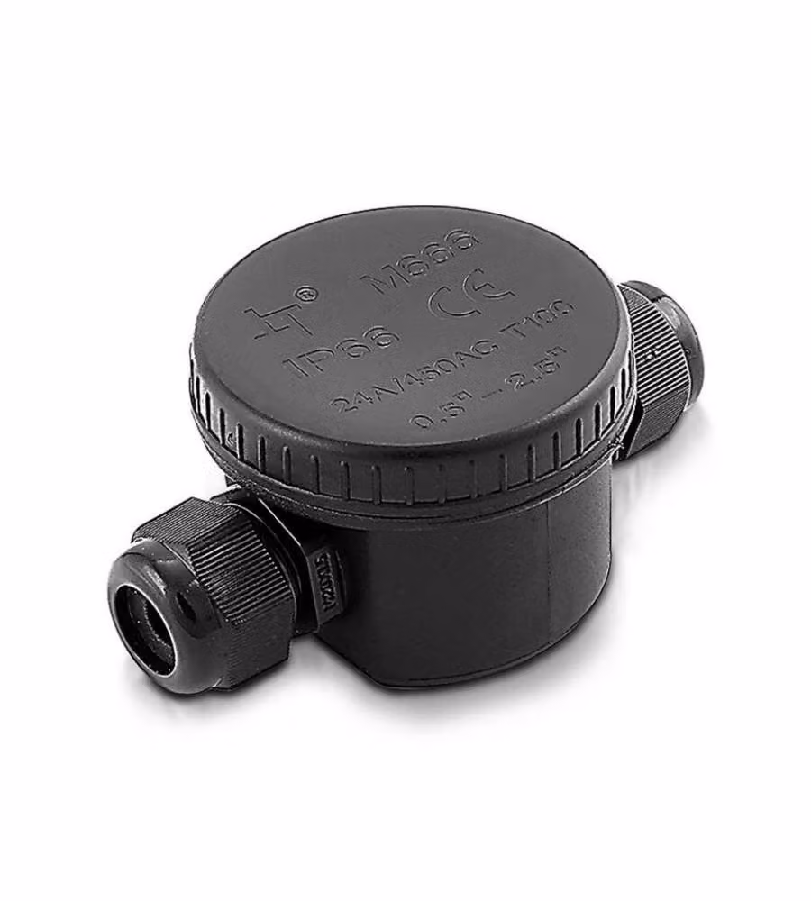 Scatola di Derivazione con 2 Terminali 5-9mm Colore Nero IP66