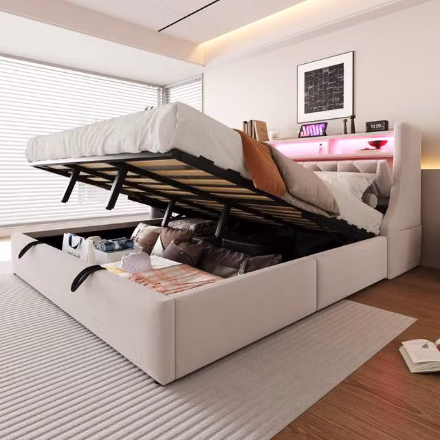 letto imbottito velluto beige 180 x 200 cm