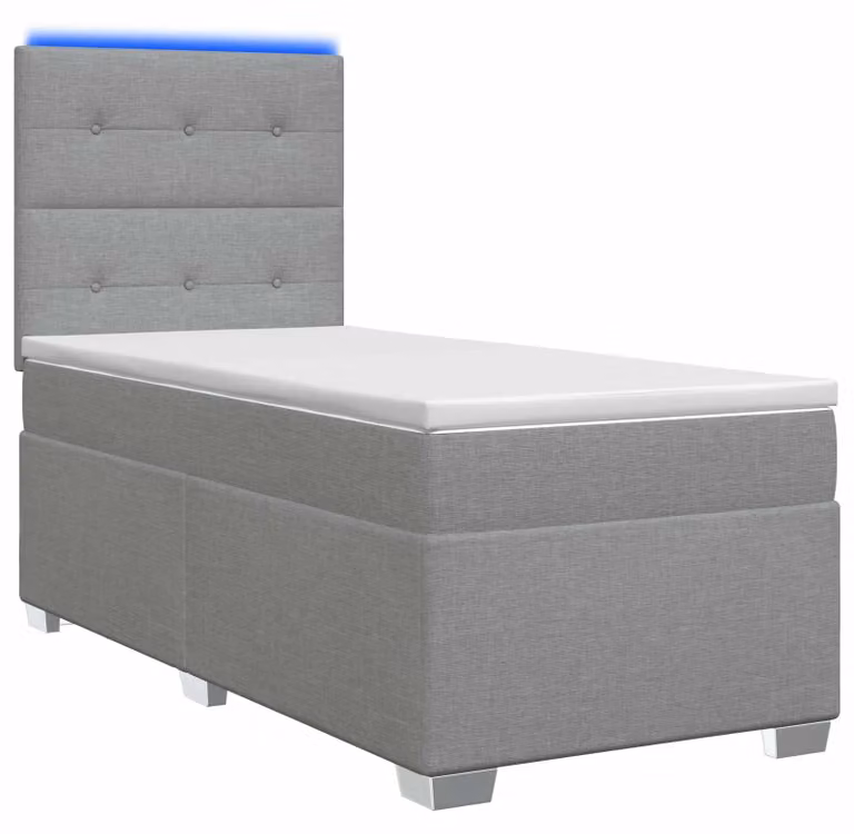 Letto a molle con materasso grigio chiaro 80 x 200 cm in tessuto