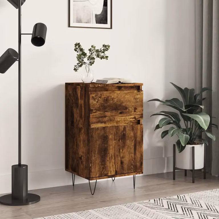 Credenza moderna vidaXL in legno e metallo colore rovere fumo L/P/H: 40 x 35 x 70 cm