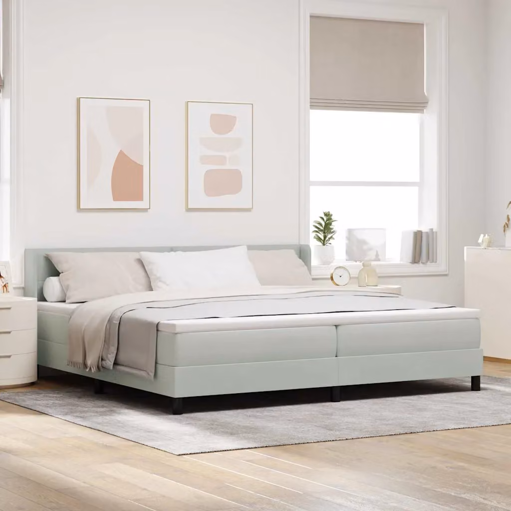 Letto ibrido con testiera in velluto vidaXL, Grigio, L 200 x P 200 x H 280 cm – 1