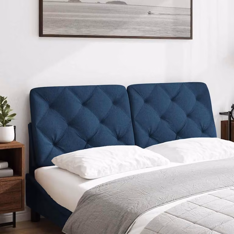 vidaXL Cuscino Testiera Blu 120 cm in Tessuto