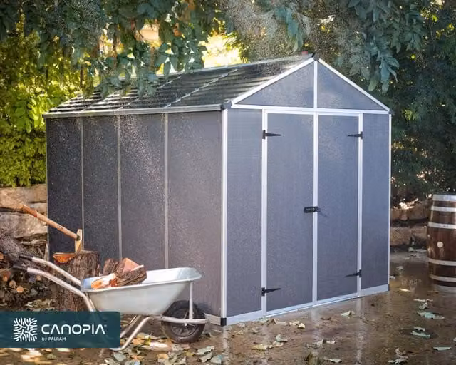 Casetta da giardino Rubicon Palram in policarbonato e alluminio, Grigio, L: 303 cm, P: 237 cm, H: 235 cm