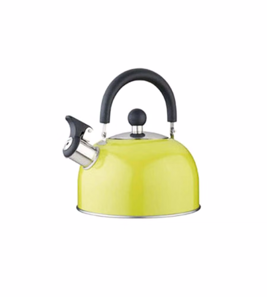 Bollitore Inox Eva 1,5L con Fischio - Manico Gommato Effetto Legno in colori assortiti