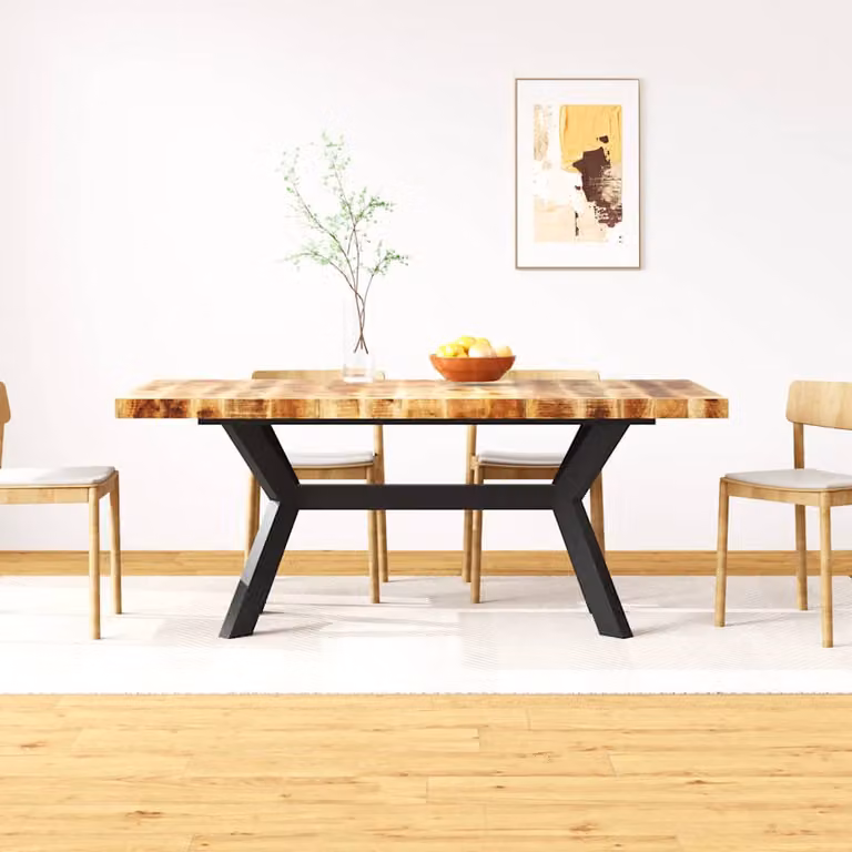 vidaXL Tavolo da Pranzo Rettangolare in Legno di Mango e Acciaio in Stile Industrial, Marrone
